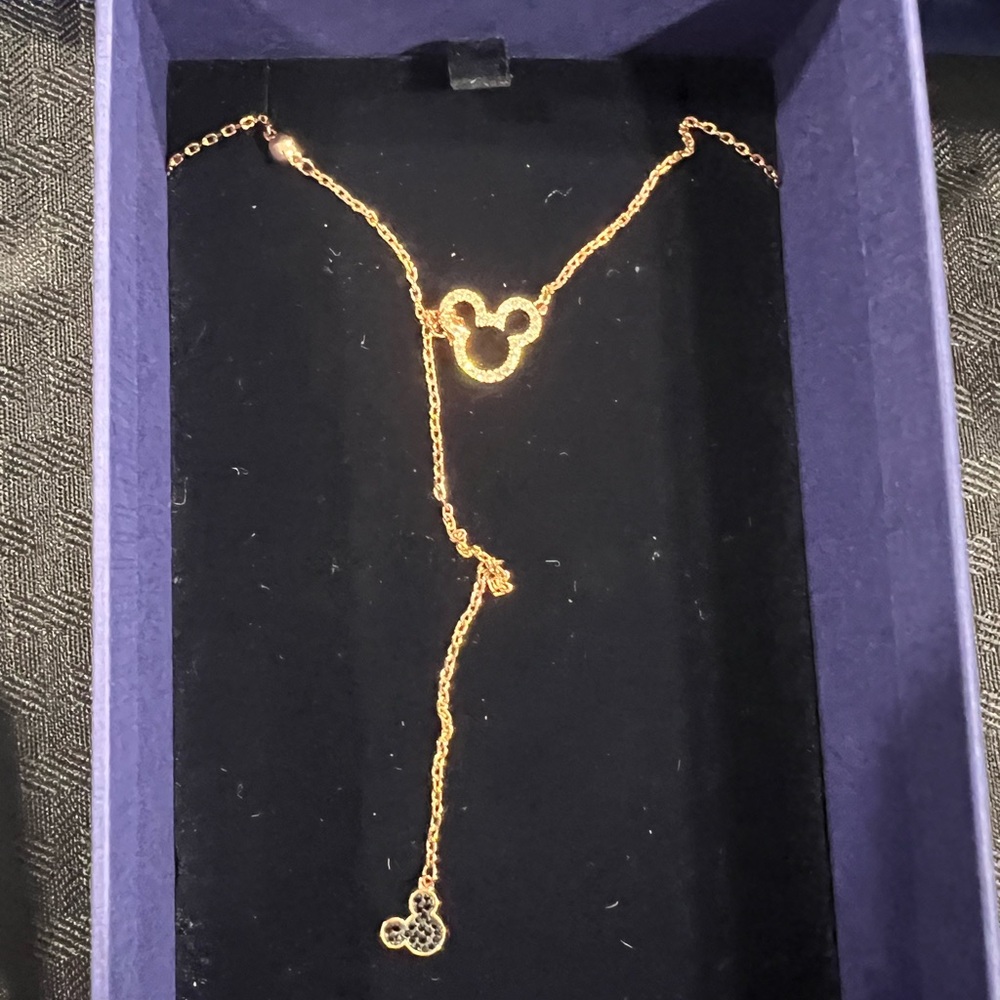 Swarovski Gold Necklace with Mouse Pendant